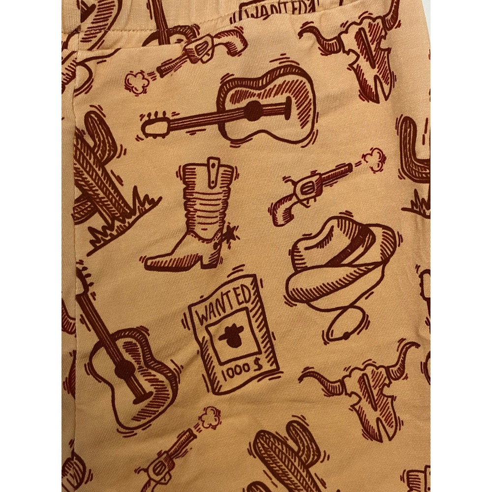 Minikin Mischief Western Cowboy Print Shorts Kids 3T Boys Girls Elastic Waist - Picture 4 of 6